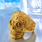 Stainless Steel Gothic Skull Carving Ring Man