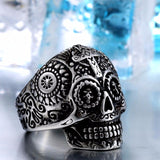 Stainless Steel Gothic Skull Carving Ring Man