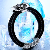 Stainless Steel One Skull Leather Bracelet