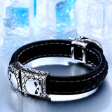 Stainless Steel One Skull Leather Bracelet