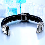 Stainless Steel One Skull Leather Bracelet