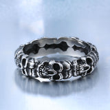 Stainless Steel Thin Full of Skull Ring