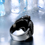 Stainless Steel Snake and Skull Ring