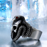 Stainless Steel Snake and Skull Ring