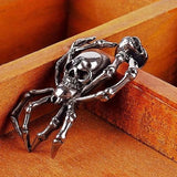 Stainless Steel Double Skull and Spider Necklace