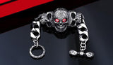 Stainless Triple Red Eyes Skull Bracelet