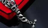 Stainless Triple Red Eyes Skull Bracelet