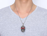 Stainless Steel Red Eyes Skull Pendant