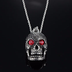 Stainless Steel Red Eyes Skull Pendant